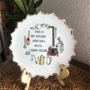 This is My Kitchen & I Will Do As I Darn Please Porcelain Wall Plate Retro 70s